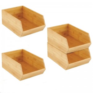 Caja de almacenamiento de bambú apilable