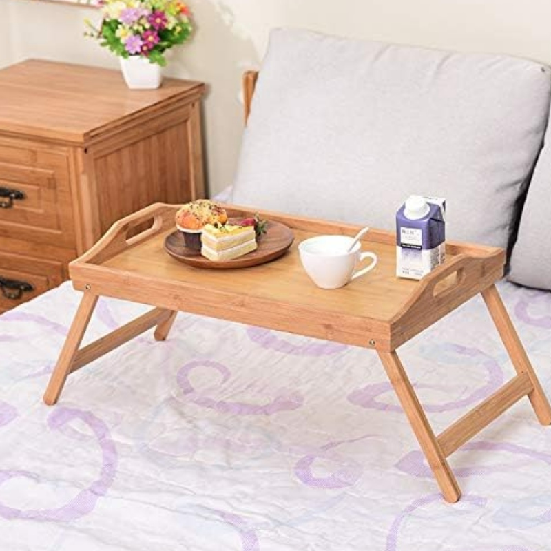 Mesa de desayuno plegable de bambú